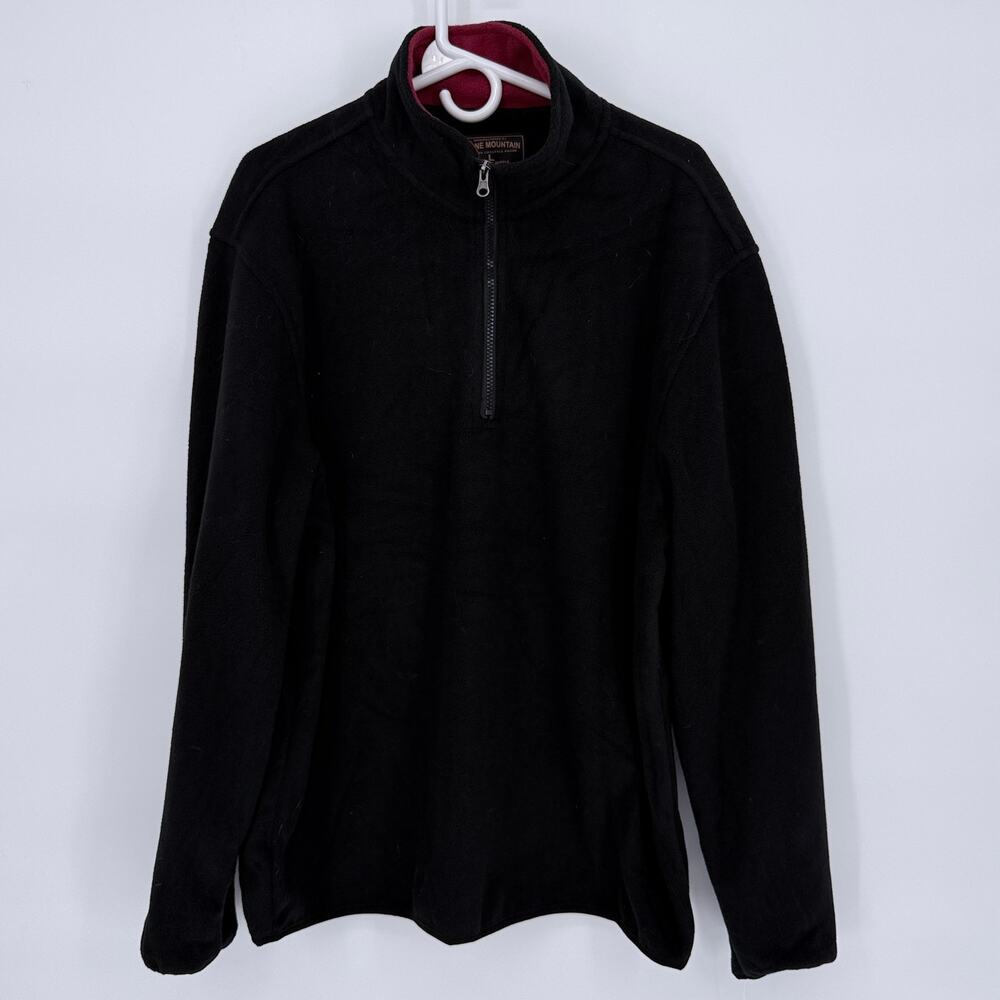 Stone Mountain Quarter Zip Fleece Pullover Large‎ Black NWT